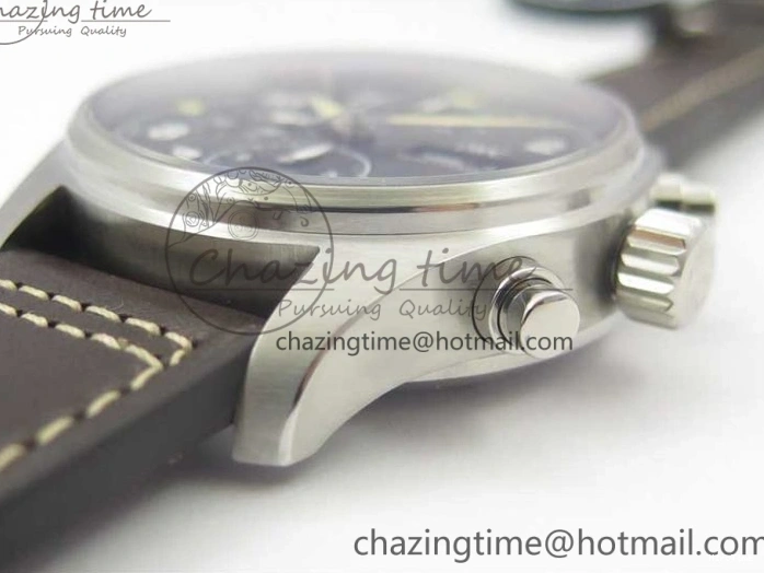 MIROTIME 0508 Pilot Chrono Spitfire IW387903 SS ZF 1:1 Best Edition Black Dial on Brown Leather Strap A OdorResistant 7127
